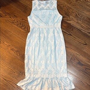 Elegant Blue Lace Dress